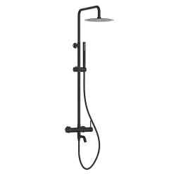Balneo Système de douche avec pommeau de pluie noir Acier inoxydable - Mitigeur de douche avec douchette CASCADE