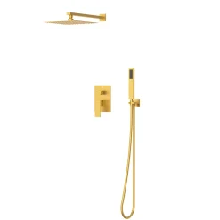 Balneo Système de douche avec pommeau de pluie or Acier inoxydable - Mitigeur de douche avec douchette CASCADE