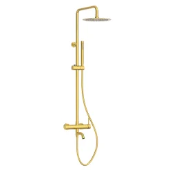 Balneo Système de douche avec pommeau de pluie or Acier inoxydable - Mitigeur de douche avec douchette CASCADE