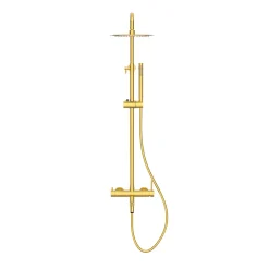 Balneo Système de douche avec pommeau de pluie or Acier inoxydable - Mitigeur de douche avec douchette CASCADE