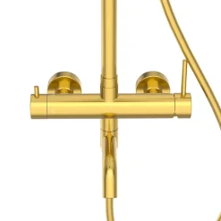 Balneo Système de douche avec pommeau de pluie or Acier inoxydable - Mitigeur de douche avec douchette CASCADE
