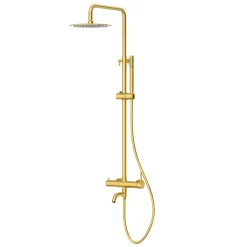 Balneo Système de douche avec pommeau de pluie or Acier inoxydable - Mitigeur de douche avec douchette CASCADE