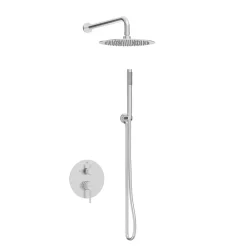Colonne De Douche Mécanique|Balneo Système de douche avec pommeau de pluie argent brossé Acier inoxydable - Mitigeur de douche avec douchette CASCADE INOX