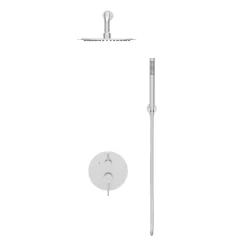 Colonne De Douche Mécanique|Balneo Système de douche avec pommeau de pluie argent brossé Acier inoxydable - Mitigeur de douche avec douchette CASCADE INOX