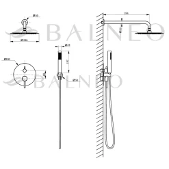 Colonne De Douche Mécanique|Balneo Système de douche avec pommeau de pluie argent brossé Acier inoxydable - Mitigeur de douche avec douchette CASCADE INOX