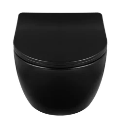 Balneo WC suspendu, sans bride bau, abattant softclose, Ceramique, noir, LUNA