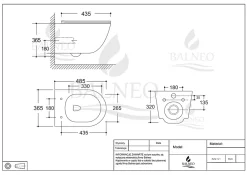 Balneo WC suspendu, sans bride bau, abattant softclose, Ceramique, noir, LUNA