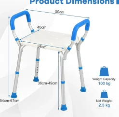 Siège De Douche|Giantex Banc de Douche à 2 Niveaux en HDPE, Tabouret de Bain Imperméable, pour Intérieur et Extérieur Salle de Bain, Entrée, Balcon, Bleu