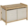 Siège De Douche|5Five Banc de salle de bain avec 2 rangements bambou l.66,8 x H.35 x P.44 cm Tidy Box