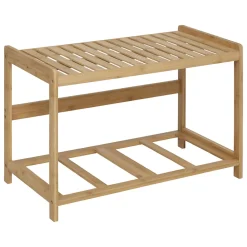 Siège De Douche|5Five Banc de salle de bain avec 2 rangements bambou l.66,8 x H.35 x P.44 cm Tidy Box