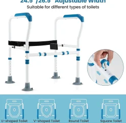 Giantex Barre appui pour toilettes pour personnes âgées avec hauteur largeur sangle réglables pour personnes âgées handicapées