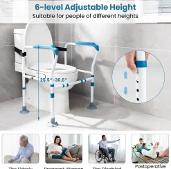 Giantex Barre appui pour toilettes pour personnes âgées avec hauteur largeur sangle réglables pour personnes âgées handicapées