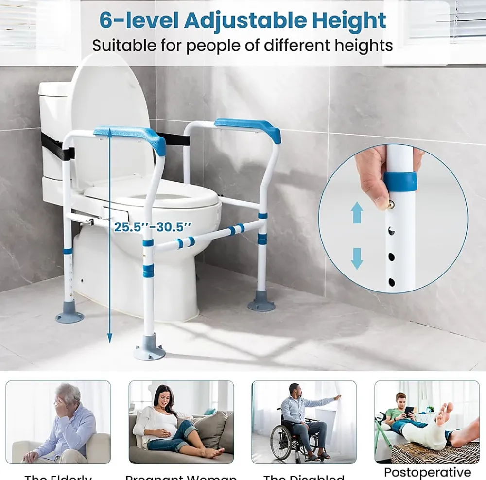Giantex Barre appui pour toilettes pour personnes âgées avec hauteur largeur sangle réglables pour personnes âgées handicapées
