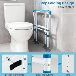 Giantex Barre appui pour toilettes pour personnes âgées avec hauteur largeur sangle réglables pour personnes âgées handicapées