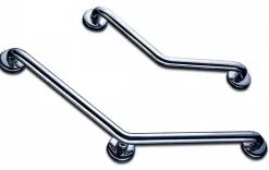 Barre D'Appui|AKW Barre d'appui coudée 135 degrés verticale ou horizontale en inox poli - 2 points de fixation