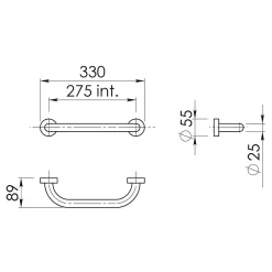 Kiamami Valentina Barre D'appui De Sécurité Pour Salle De Bain 30Cm En Acier Chromé