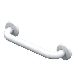 AKW Barre d'appui droite en acier inoxydable - Longueur 600 mm - INOX recouvert d'époxy BLANC