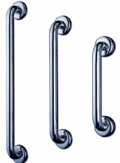 AKW Barre d'appui droite en acier inoxydable - Longueur 300 mm - INOX POLI