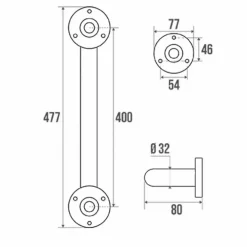 Barre D'Appui|Pellet Barre d'appui droite Inox poli brillant 400mm