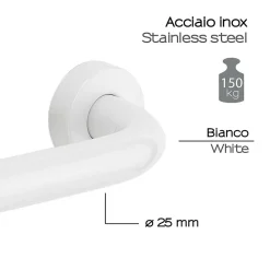 Kiamami Valentina Barre D'appui Murale Fixe Blanche 20 Cm En Acier Inoxydable