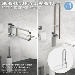 Ml-Design Barre dappui wc rabattable 60 cm en inox jusqua 200 kg pour personnes a mobilite reduite