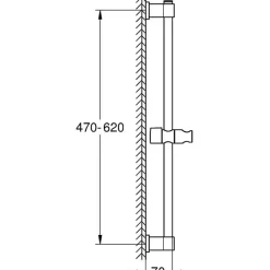 Colonne De Baignoire|Grohe Barre de douche - Vitalio Universal 27724001 - 60cm - 22 mm - Fixation supérieure réglable - A coller ou a visser - C