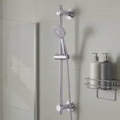 Barre de douche à ventouses avec support douchette, chrome, GoodHome
