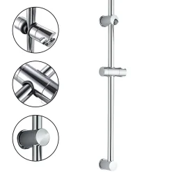 Kibath Barre de douche avec équipement TREN de 65,5 cm, finition chrome poli, en laiton