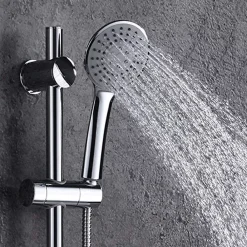 Kibath Barre de douche avec équipement TREN de 65,5 cm, finition chrome poli, en laiton