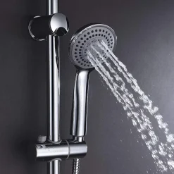 Kibath Barre de douche avec équipement TREN de 65,5 cm, finition chrome poli, en laiton