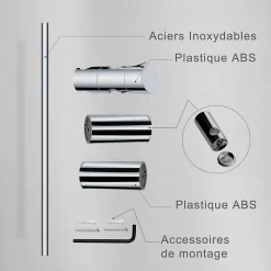 Todot Barre de douche 70cm en Acier Inoxydable Chromé avec Fixations ajustables