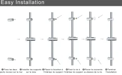 Todot Barre de douche 70cm en Acier Inoxydable Chromé avec Fixations ajustables