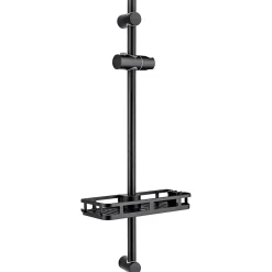 Auralum Max Barre de Douche en inox 70 cm avec Support de Pommeau de Douche, fixations murales réglables, Noir