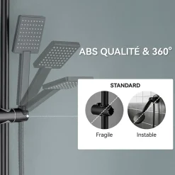 Auralum Max Barre de Douche en inox 70 cm avec Support de Pommeau de Douche, fixations murales réglables, Noir