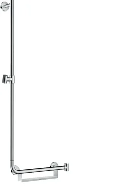 Pommeau De Douche, Flexible Et Barre De Douche|Hansgrohe Barre de douche L.110 cm avec poignée à droite, sans flexible, blanc et chrome, Comfort Unica