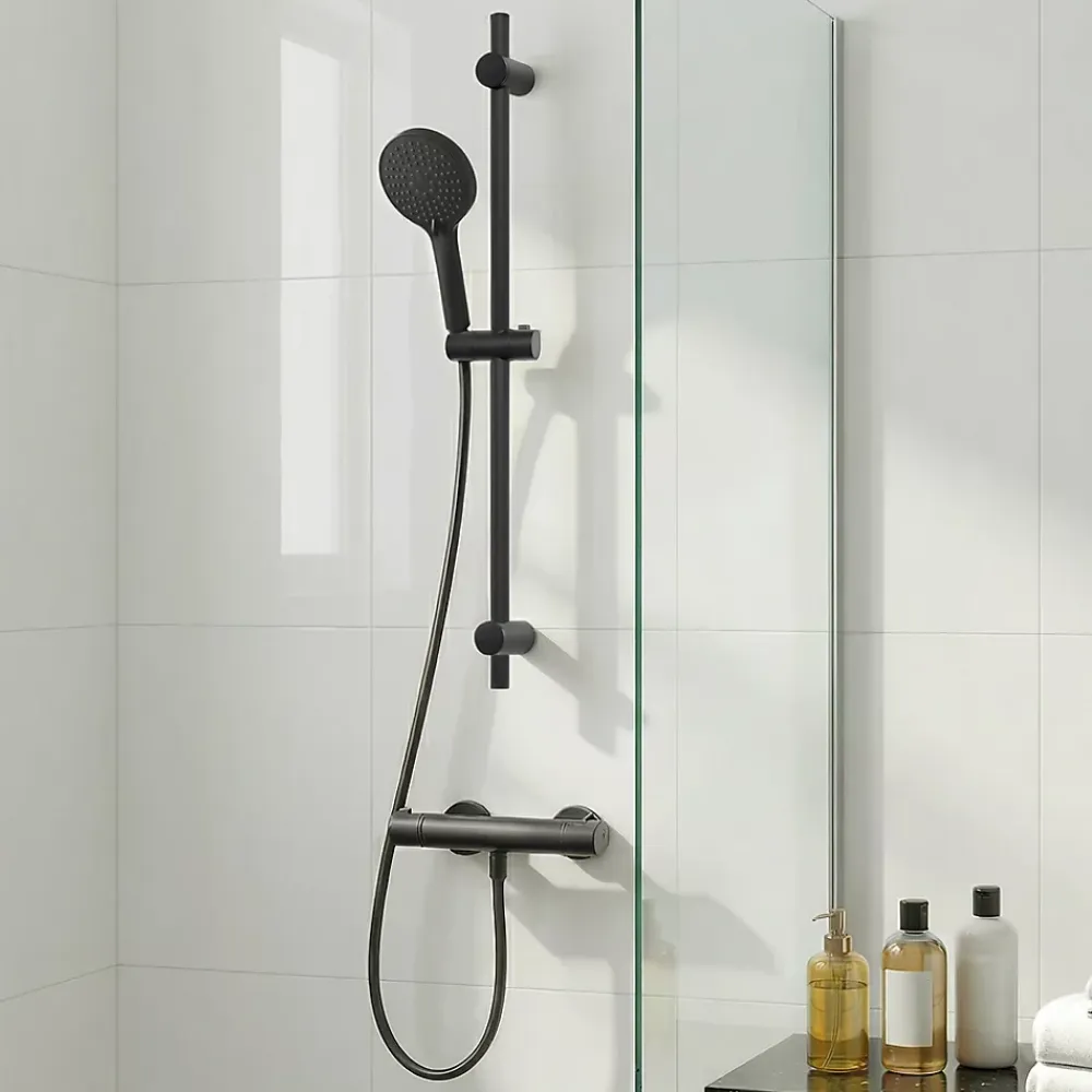 Pommeau De Douche, Flexible Et Barre De Douche|GoodHome Barre de douche réglable Cavally noir