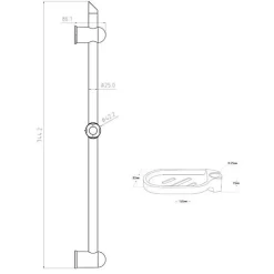 Rousseau Barre de douche sans robinet - Chromé - Diametre 25mm - Garantie 5 ans