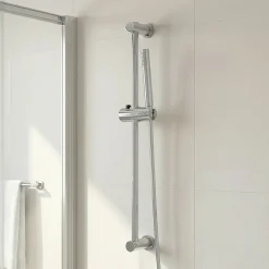 Barre de douche standard réglable fixation murale coloris chrome L.64,5 cm