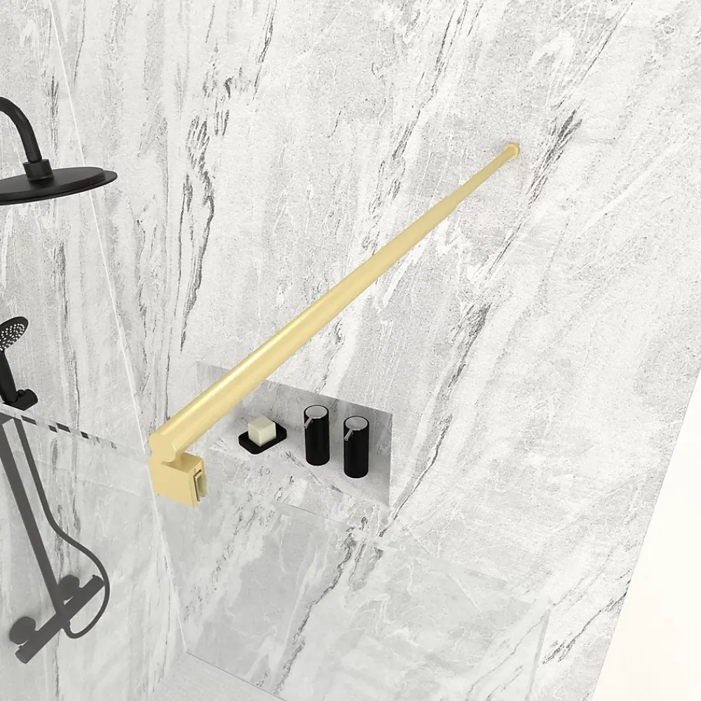 Aurlane Barre de fixation murale OR DORE BROSSE réglable de 70 à 100cm pour paroi de douche FREEDOM 2 GOLD