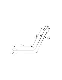 Thirard Barre de maintien coudée, inox 304, longueur 350mm, angle 135 degrés, diamètre 32mm, finition inox poli -
