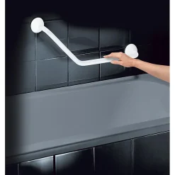 Barre D'Appui|Spirella Barre de redressement ou d'appui coudée ECO Acier Inox 71cm Blanc