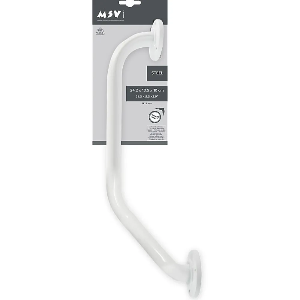 MSV Barre de redressement ou d'appui coudée Acier 54x13,5x10cm Blanc