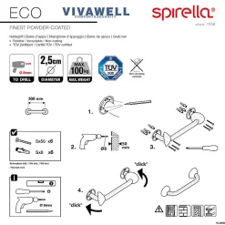 Barre D'Appui|Spirella Barre de redressement ou d'appui ECO Acier Inox 30cm Blanc