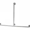 Sanindusa Barre de relèvement et appui droite en T horizontal 1 remontée PMR normes handicapé NewWCCare inox brossé