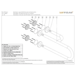 Sanindusa Barre de relèvement et appui en U avec renfort latéral à droite PMR normes handicapé NewWCCare 60 inox brossé