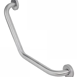Sanindusa Barre de relèvement et appui coudée PMR normes handicapé coudée NewWCCare inox brossé
