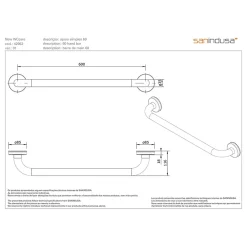 Barre D'Appui|Sanindusa Barre de relèvement et appui PMR normes handicapé NewWCCare 60 inox brossé