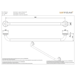 Sanindusa Barre de relèvement et appui PMR normes handicapé NewWCCare 90 inox brossé