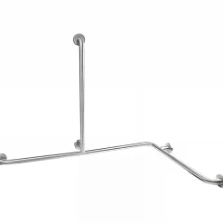 Barre D'Appui|Sanindusa Barre de relèvement et appui en angle horizontal 1 remontée PMR normes handicapé NewWCCare inox brossé