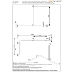 Barre D'Appui|Sanindusa Barre de relèvement et appui en angle horizontal 1 remontée PMR normes handicapé NewWCCare inox brossé